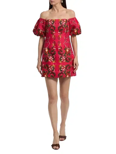 Cara Cara Women's Tully Floral Linen Off-the-Shoulder Minidress - Gemma Scarf Pink | Thumbnail 2 Cara Cara Women's Tully Floral Linen Off-the-Shoulder Minidress - Gemma Scarf Pink | Thumbnail 2