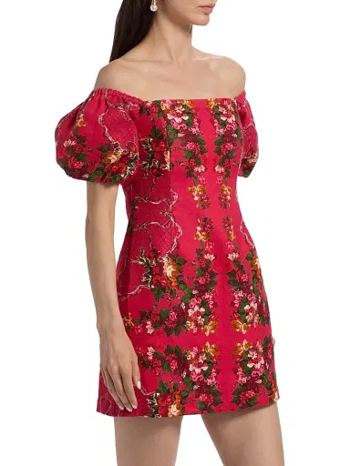Cara Cara Women's Tully Floral Linen Off-the-Shoulder Minidress - Gemma Scarf Pink | Thumbnail 4 Cara Cara Women's Tully Floral Linen Off-the-Shoulder Minidress - Gemma Scarf Pink | Thumbnail 4