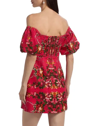 Cara Cara Women's Tully Floral Linen Off-the-Shoulder Minidress - Gemma Scarf Pink | Thumbnail 5 Cara Cara Women's Tully Floral Linen Off-the-Shoulder Minidress - Gemma Scarf Pink | Thumbnail 5