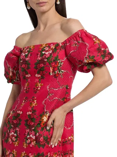 Cara Cara Women's Tully Floral Linen Off-the-Shoulder Minidress - Gemma Scarf Pink | Thumbnail 6 Cara Cara Women's Tully Floral Linen Off-the-Shoulder Minidress - Gemma Scarf Pink | Thumbnail 6