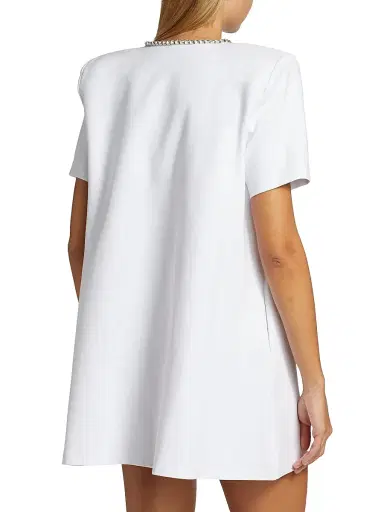 AREA Women's Core Crystal Bow V-Neck T-Shirt Dress - White | Thumbnail 5 AREA Women's Core Crystal Bow V-Neck T-Shirt Dress - White | Thumbnail 5