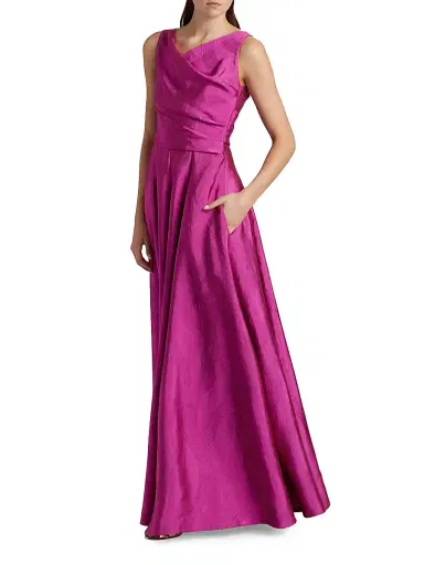 Talbot Runhof Women's Draped Sleeveless Gown - Fuchsia | Thumbnail 2 Talbot Runhof Women's Draped Sleeveless Gown - Fuchsia | Thumbnail 2