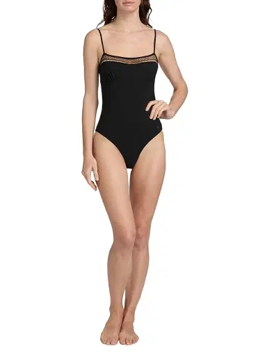 Kiki de Montparnasse Women's Lace Inset One-Piece Swimsuit - Black | Thumbnail 2 Kiki de Montparnasse Women's Lace Inset One-Piece Swimsuit - Black | Thumbnail 2