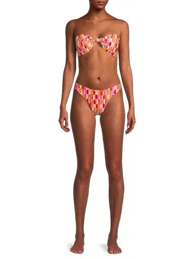 Milly Women's Sunset Tile Printed Bandeau Bikini Top - Pink Multi | Thumbnail 2 Milly Women's Sunset Tile Printed Bandeau Bikini Top - Pink Multi | Thumbnail 2