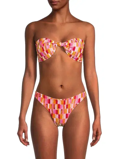 Milly Women's Sunset Tile Printed Bandeau Bikini Top - Pink Multi | Thumbnail 3 Milly Women's Sunset Tile Printed Bandeau Bikini Top - Pink Multi | Thumbnail 3