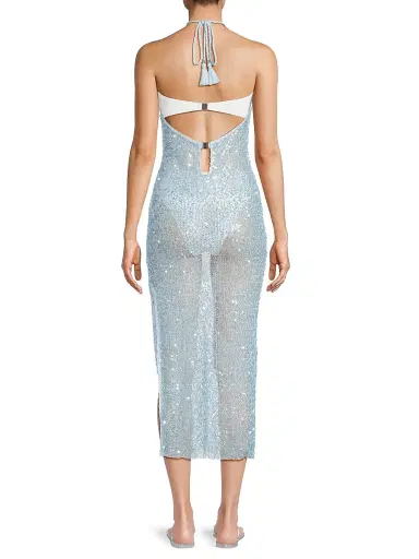 Milly Women's Sequined Mesh Halterneck Dress - Blue | Thumbnail 5 Milly Women's Sequined Mesh Halterneck Dress - Blue | Thumbnail 5
