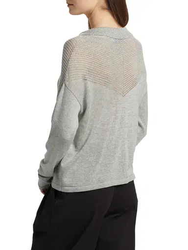 Proenza Schouler White Label Women's Nell Polo Shirt - Pale Grey Melange | Thumbnail 5 Proenza Schouler White Label Women's Nell Polo Shirt - Pale Grey Melange | Thumbnail 5