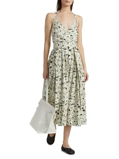 Proenza Schouler White Label Women's Rhea Printed Poplin Midi-Dress | Thumbnail 2 Proenza Schouler White Label Women's Rhea Printed Poplin Midi-Dress | Thumbnail 2