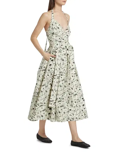 Proenza Schouler White Label Women's Rhea Printed Poplin Midi-Dress | Thumbnail 4 Proenza Schouler White Label Women's Rhea Printed Poplin Midi-Dress | Thumbnail 4