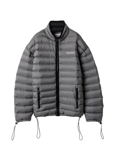Miu Miu Women's Lightweight Pongé Down Jacket - Grey | Thumbnail 1 Miu Miu Women's Lightweight Pongé Down Jacket - Grey | Thumbnail 1