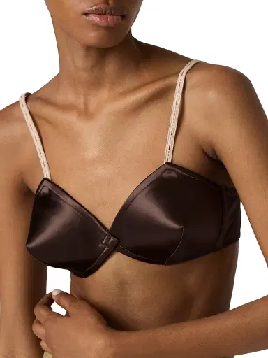 Miu Miu Women's Satin Bra Top - Brown | Thumbnail 4 Miu Miu Women's Satin Bra Top - Brown | Thumbnail 4