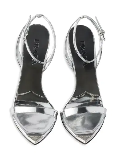 Prada Women's Metallic Leather High-Heeled Sandals - Silver - Size 7.5 | Thumbnail 2 Prada Women's Metallic Leather High-Heeled Sandals - Silver - Size 7.5 | Thumbnail 2
