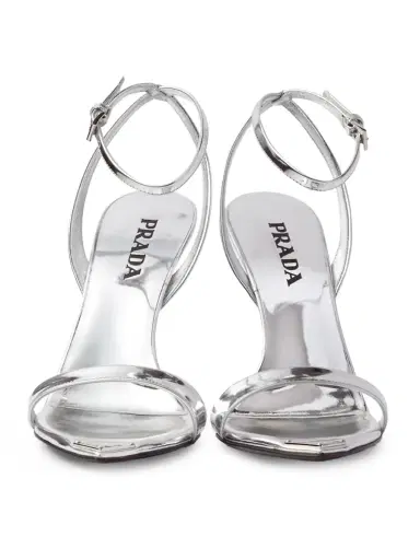 Prada Women's Metallic Leather High-Heeled Sandals - Silver - Size 7.5 | Thumbnail 4 Prada Women's Metallic Leather High-Heeled Sandals - Silver - Size 7.5 | Thumbnail 4