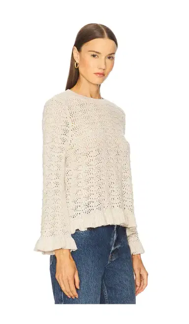 Autumn Cashmere Pointelle Ruffle Edge Crew Top | Thumbnail 2 Autumn Cashmere Pointelle Ruffle Edge Crew Top | Thumbnail 2