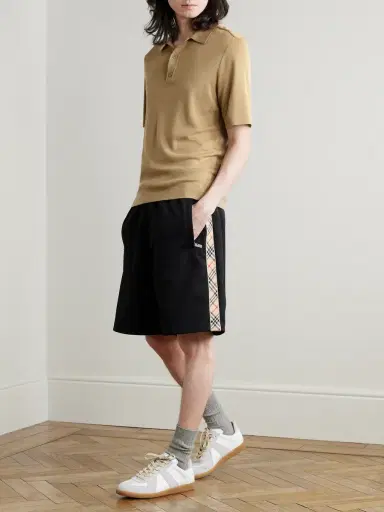 Burberry Straight-Leg Checked Jacquard-Knit Trimmed Tech-Jersey Shorts - Men | Thumbnail 2 Burberry Straight-Leg Checked Jacquard-Knit Trimmed Tech-Jersey Shorts - Men | Thumbnail 2