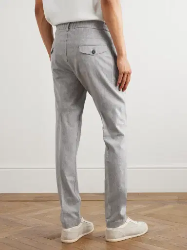 ELEVENTY Slim-Fit Straight-Leg Pleated Stretch Wool and Cashmere-Blend Drawstring Trousers - Men | Thumbnail 4 ELEVENTY Slim-Fit Straight-Leg Pleated Stretch Wool and Cashmere-Blend Drawstring Trousers - Men | Thumbnail 4