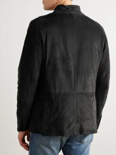 ELEVENTY Slim-Fit Nehru-Collar Padded Suede Down Jacket - Men | Thumbnail 4 ELEVENTY Slim-Fit Nehru-Collar Padded Suede Down Jacket - Men | Thumbnail 4