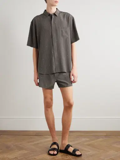 Saint Laurent Striped Silk Crepe de Chine Shirt - Men | Thumbnail 2 Saint Laurent Striped Silk Crepe de Chine Shirt - Men | Thumbnail 2