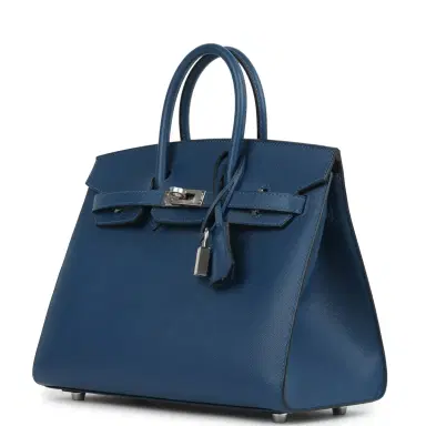 HERMÈS Hermes Birkin Sellier 25 Deep Bleu Madame Palladium Hardware | Thumbnail 3 HERMÈS Hermes Birkin Sellier 25 Deep Bleu Madame Palladium Hardware | Thumbnail 3