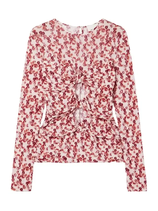 Isabel Marant Gladice Ruched Cutout Floral-print Stretch-jersey Top