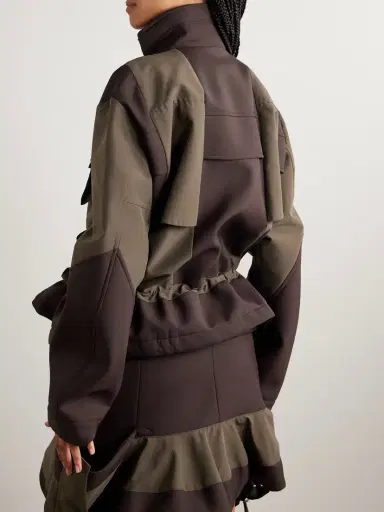 Sacai Draped Paneled Scuba And Cotton-blend Grosgrain Jacket | Thumbnail 4 Sacai Draped Paneled Scuba And Cotton-blend Grosgrain Jacket | Thumbnail 4