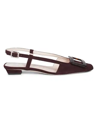 Roger Vivier Women's Belle Vivier 25MM Suede Slingback Ballerina Flats - Kraft Chiaro | Thumbnail 1 Roger Vivier Women's Belle Vivier 25MM Suede Slingback Ballerina Flats - Kraft Chiaro | Thumbnail 1