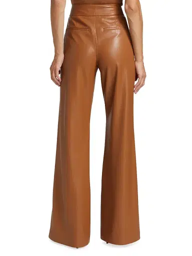 ALICE + OLIVIA Women's Dylan Wide-Leg Faux Leather Trousers - Camel | Thumbnail 5 ALICE + OLIVIA Women's Dylan Wide-Leg Faux Leather Trousers - Camel | Thumbnail 5