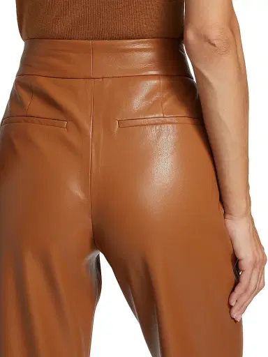 ALICE + OLIVIA Women's Dylan Wide-Leg Faux Leather Trousers - Camel | Thumbnail 6 ALICE + OLIVIA Women's Dylan Wide-Leg Faux Leather Trousers - Camel | Thumbnail 6
