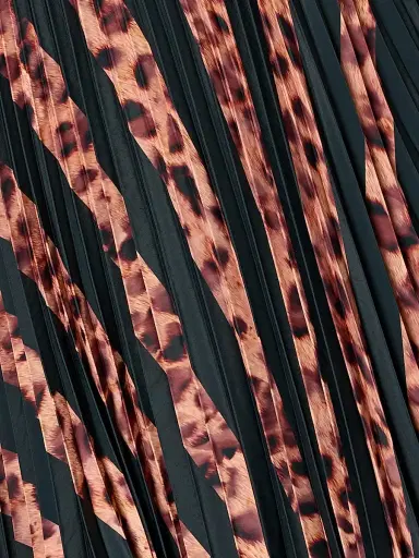 Milly Women's Otha Striped Leopard Pleated Midi-Skirt - Black Brown | Thumbnail 5 Milly Women's Otha Striped Leopard Pleated Midi-Skirt - Black Brown | Thumbnail 5