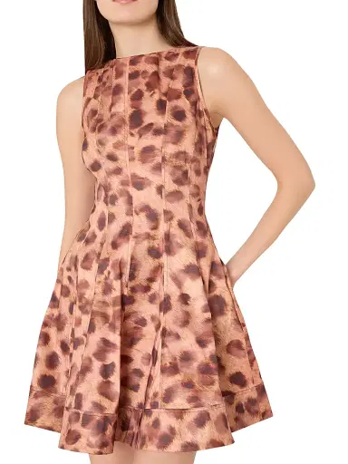 Milly Women's Poppy Leopard-Print Sleeveless Minidress - Brown Multi | Thumbnail 3 Milly Women's Poppy Leopard-Print Sleeveless Minidress - Brown Multi | Thumbnail 3