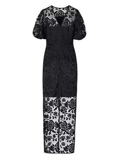 Milly Women's Yasmin Floral Lace Column Maxi Dress - Black | Thumbnail 2 Milly Women's Yasmin Floral Lace Column Maxi Dress - Black | Thumbnail 2