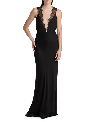 Brandon Maxwell Women's The Malone Lace-Trim Gown - Black - Size 8 | Thumbnail 2 Brandon Maxwell Women's The Malone Lace-Trim Gown - Black - Size 8 | Thumbnail 2