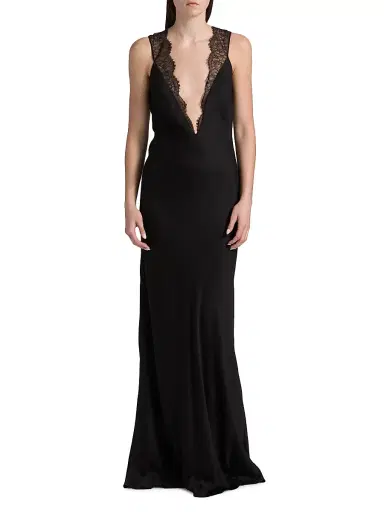 Brandon Maxwell Women's The Malone Lace-Trim Gown - Black - Size 8 | Thumbnail 3 Brandon Maxwell Women's The Malone Lace-Trim Gown - Black - Size 8 | Thumbnail 3