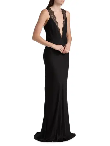 Brandon Maxwell Women's The Malone Lace-Trim Gown - Black - Size 8 | Thumbnail 4 Brandon Maxwell Women's The Malone Lace-Trim Gown - Black - Size 8 | Thumbnail 4