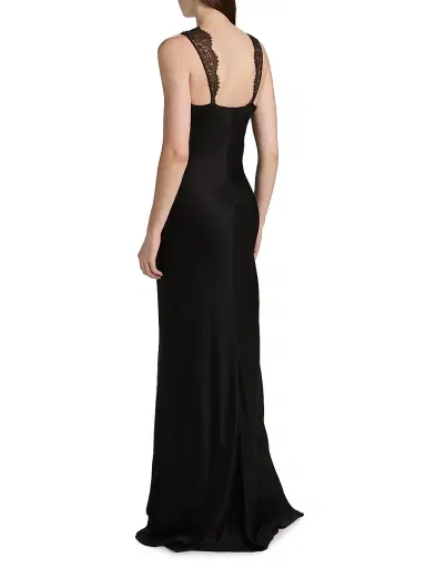 Brandon Maxwell Women's The Malone Lace-Trim Gown - Black - Size 8 | Thumbnail 5 Brandon Maxwell Women's The Malone Lace-Trim Gown - Black - Size 8 | Thumbnail 5