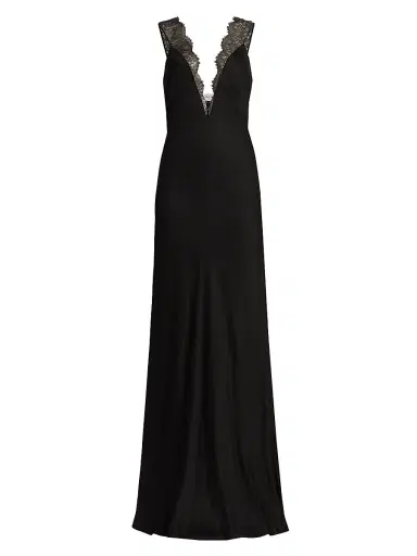 Brandon Maxwell Women's The Malone Lace-Trim Gown - Black - Size 8 | Thumbnail 1 Brandon Maxwell Women's The Malone Lace-Trim Gown - Black - Size 8 | Thumbnail 1