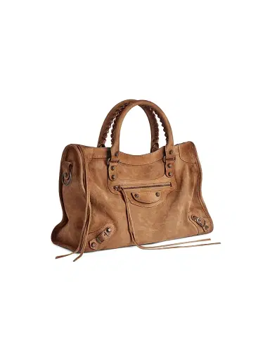 Balenciaga Women's Le City Suede Tote Bag - Camel | Thumbnail 4 Balenciaga Women's Le City Suede Tote Bag - Camel | Thumbnail 4