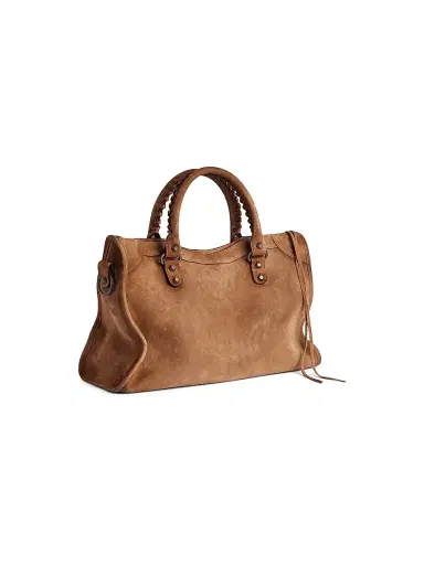 Balenciaga Women's Le City Suede Tote Bag - Camel | Thumbnail 5 Balenciaga Women's Le City Suede Tote Bag - Camel | Thumbnail 5