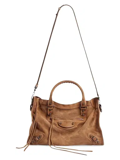 Balenciaga Women's Le City Suede Tote Bag - Camel | Thumbnail 6 Balenciaga Women's Le City Suede Tote Bag - Camel | Thumbnail 6
