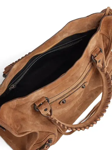 Balenciaga Women's Le City Suede Tote Bag - Camel | Thumbnail 7 Balenciaga Women's Le City Suede Tote Bag - Camel | Thumbnail 7