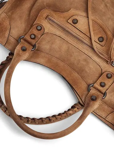 Balenciaga Women's Le City Suede Tote Bag - Camel | Thumbnail 8 Balenciaga Women's Le City Suede Tote Bag - Camel | Thumbnail 8