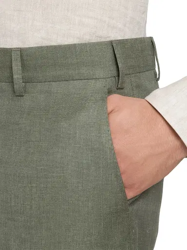 Stefano Ricci Men's Wool and Linen Blend Trousers - Olive | Thumbnail 5 Stefano Ricci Men's Wool and Linen Blend Trousers - Olive | Thumbnail 5