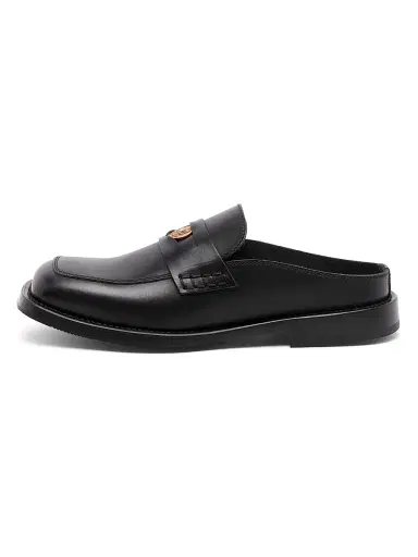 MOSCHINO Men's Leather Open Back Penny Loafers - Black - Size 13 | Thumbnail 1 MOSCHINO Men's Leather Open Back Penny Loafers - Black - Size 13 | Thumbnail 1