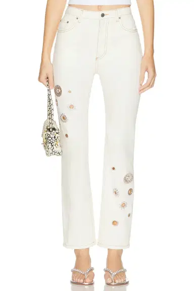 AREA Crystal Grommet Straight Leg Jean | Thumbnail 3 AREA Crystal Grommet Straight Leg Jean | Thumbnail 3