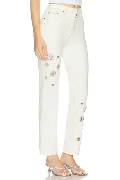 AREA Crystal Grommet Straight Leg Jean | Thumbnail 4 AREA Crystal Grommet Straight Leg Jean | Thumbnail 4