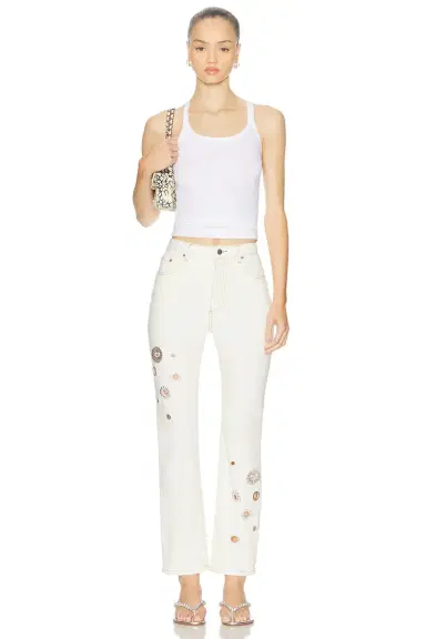 AREA Crystal Grommet Straight Leg Jean | Thumbnail 7 AREA Crystal Grommet Straight Leg Jean | Thumbnail 7