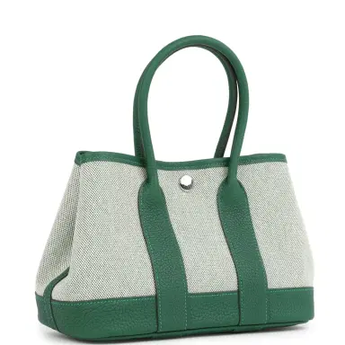 HERMÈS Hermes Garden Party Neo 23 Vert Moyen-Ecru Toile H Canvas and Vert Moyen Negonda Palladium Hardware | Thumbnail 2 HERMÈS Hermes Garden Party Neo 23 Vert Moyen-Ecru Toile H Canvas and Vert Moyen Negonda Palladium Hardware | Thumbnail 2