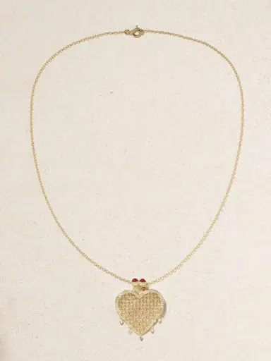 Yvonne Léon Minaudière Coeur 9- And 18-karat Gold, Agate And Diamond Necklace | Thumbnail 4 Yvonne Léon Minaudière Coeur 9- And 18-karat Gold, Agate And Diamond Necklace | Thumbnail 4