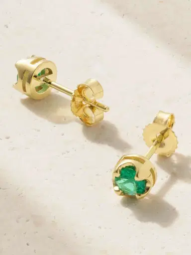Jennifer Meyer Small Illusion 18-karat Gold Emerald Earrings | Thumbnail 3 Jennifer Meyer Small Illusion 18-karat Gold Emerald Earrings | Thumbnail 3