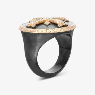 Armenta Armenta Men's 14K Rose Gold & Grey Sterling Silver Diamond Cross Statement Ring Sz. 9 by The Solist | Thumbnail 2 Armenta Armenta Men's 14K Rose Gold & Grey Sterling Silver Diamond Cross Statement Ring Sz. 9 by The Solist | Thumbnail 2